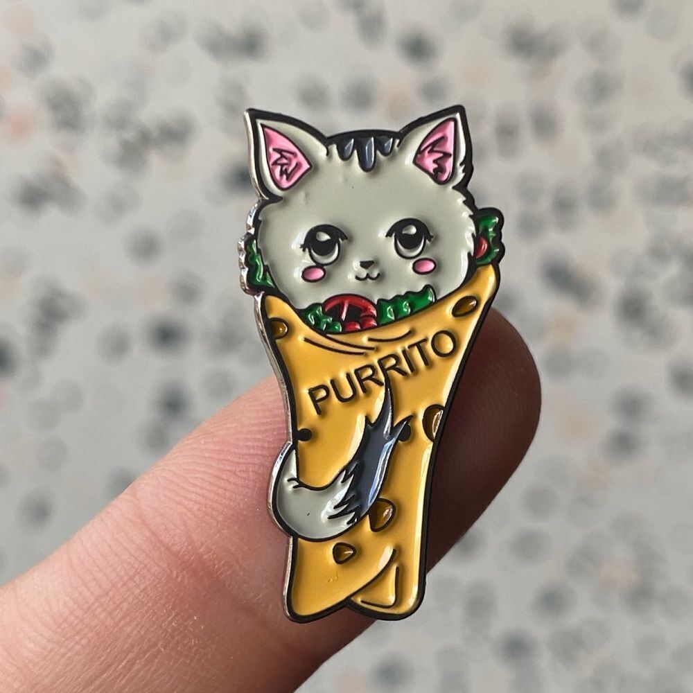 Purrito Kitty Enamel Pin/ Brooch Lapel
